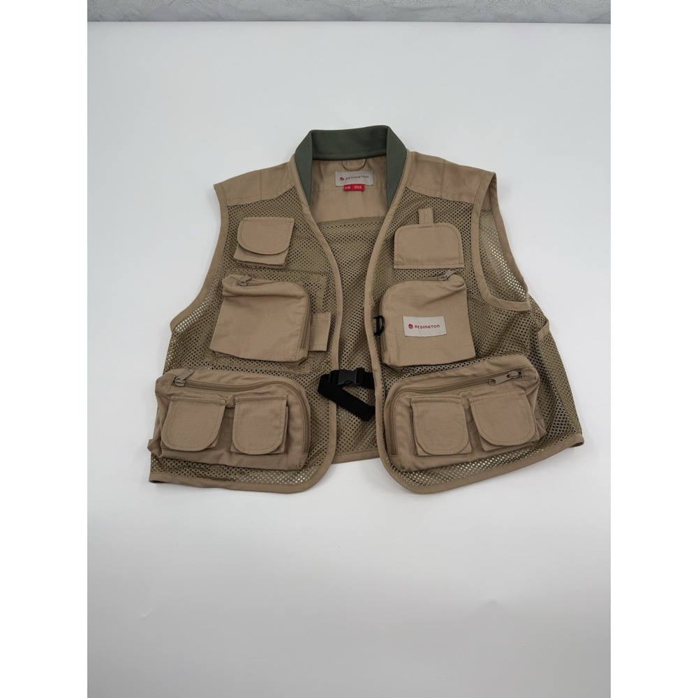 Redington Fly Fishing Vest Tan Mesh Utility Multi Pocket Angler S/M